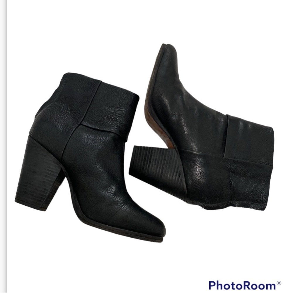 Rag&Bone Newburry Italian Black Leather Ankle Boots Size 40 - Picture 3 of 15